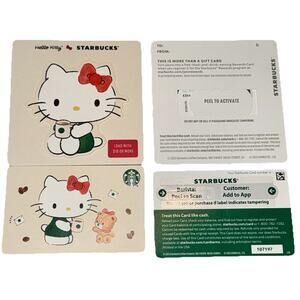 2 NEW Starbucks Hello Kitty Empty Gift Cards - 1 of each style Released 11/6/25